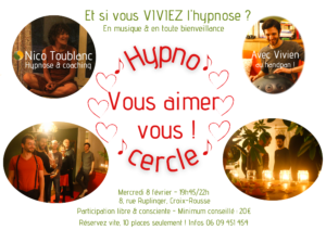 Affiche atelier collectif Hypno Cercle Vous aimer vous !